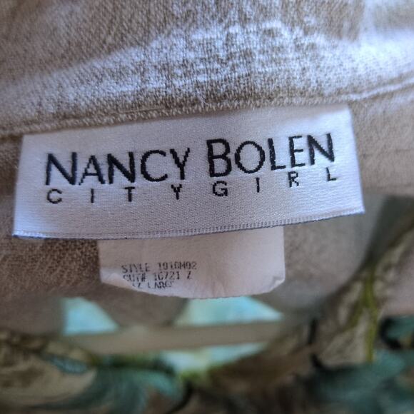 Vintage Nancy Bolen Blazer Jacket Womens L Green Floral Outdoors City Girl - Picture 5 of 8